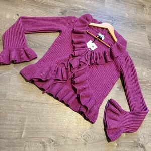 PINK ROSE Ruffled Purple Women's Sweater- Size M